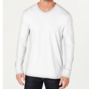 NWT mens Club Room bright white v neck basic long sleeve basic knit